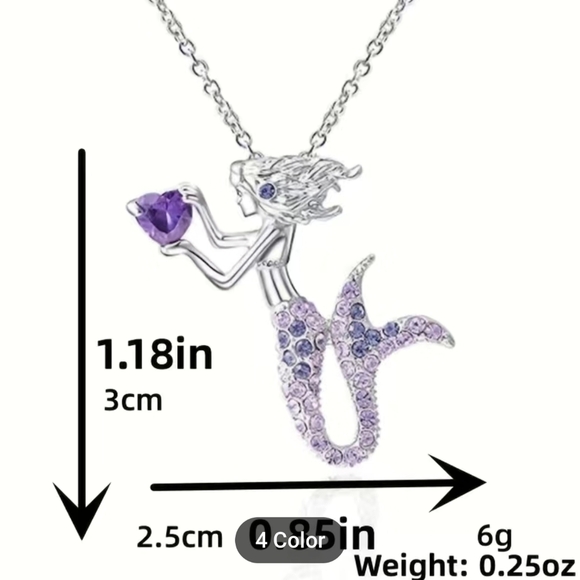 New Cute pink Mermaid Pendant Necklace, T5B7B - Picture 2 of 2